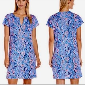 Lilly Pulitzer Duval Tic Tac Tile Linen Dress, EUC, size small, periwinkle